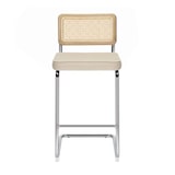 thumbnail of Lot de 2 chaises hautes en acier et velours beige