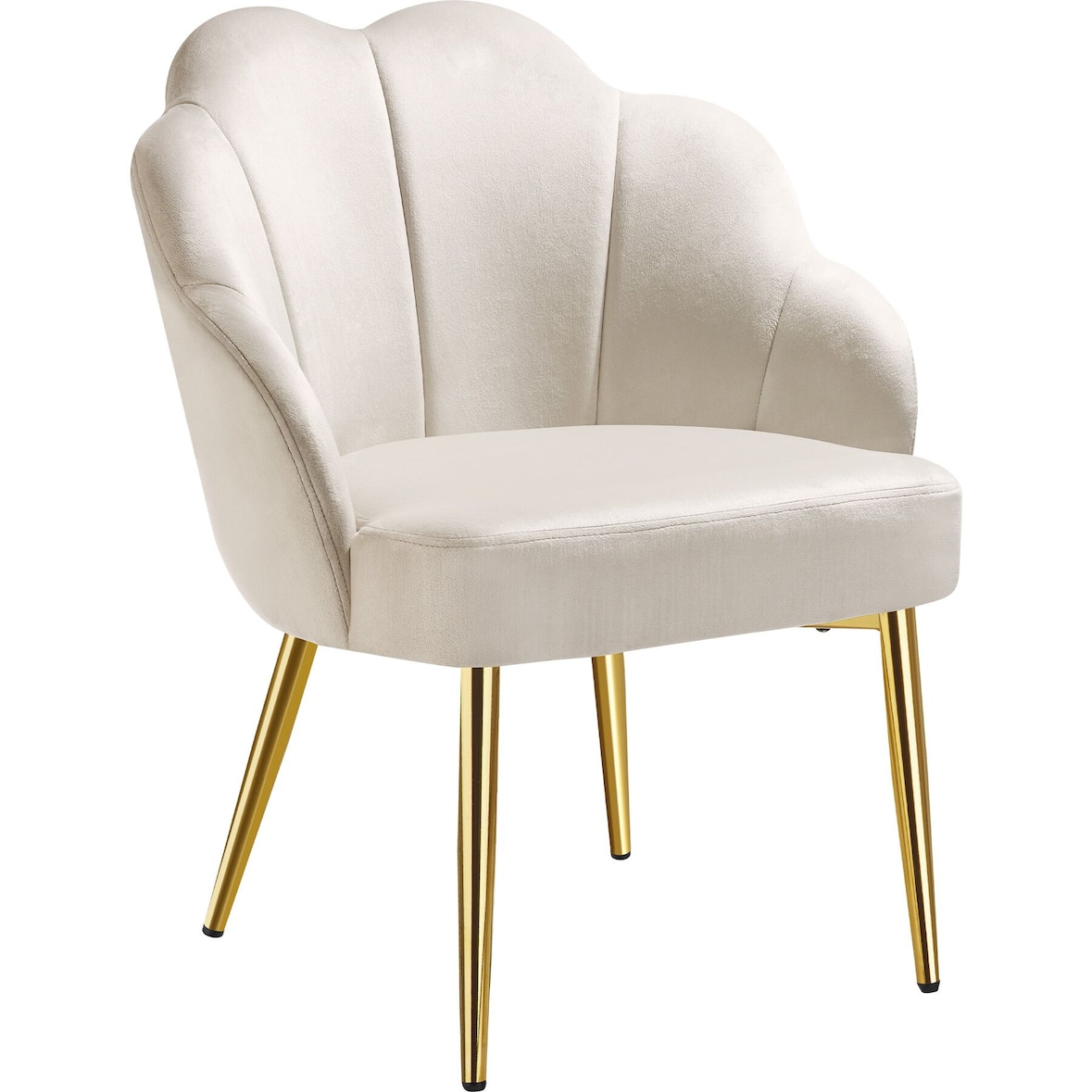 tectake Sillón de cóctel HELLEN, acolchado con tapizado de terciopelo  Crema/Oro