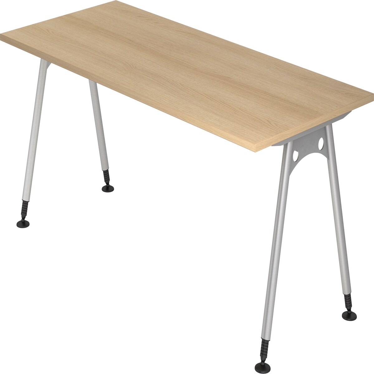bümö manuell höhenverstellbarer Schreibtisch 180x80 cm in Eiche - PC Tisch höhenverstellbar & groß, höhenverstellbarer Tisch Büro, großer