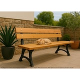 thumbnail of Gartenbank HWC-O20, Sitzbank Parkbank Holzbank 3-Sitzer, Gusseisen Holz Kiefer, 170cm ~ teak