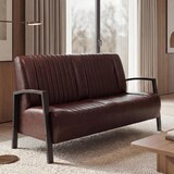 thumbnail of 2er Sofa HWC-H10, Couch Zweisitzer, Metall Kunstleder Industrie-Design ~ vintage braun