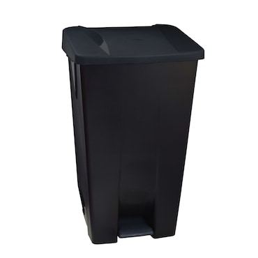 METRO Professional Poubelle à pédale, 51 x 42.5 x 87.5 cm, 120 L, avec roulettes, noire