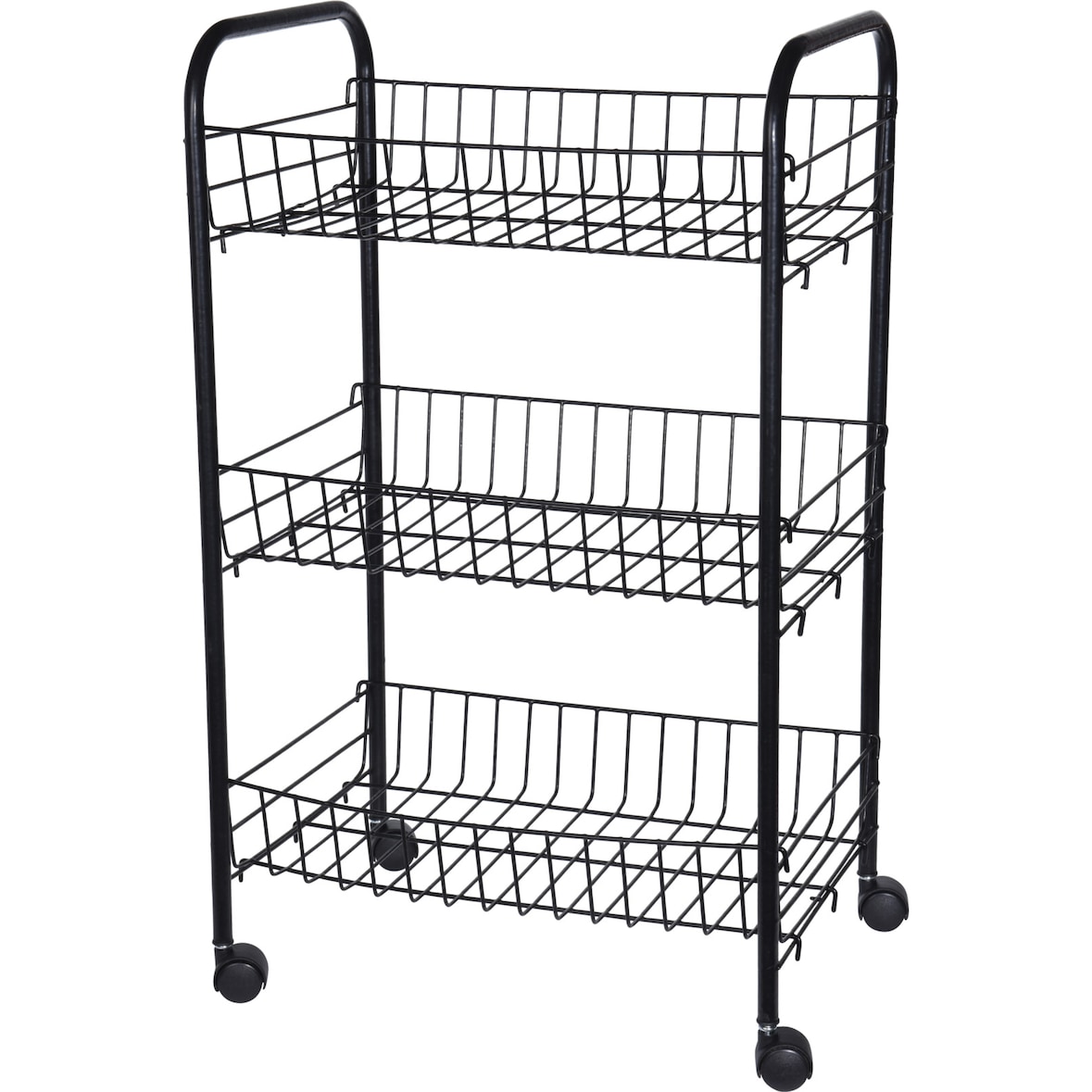 Küchenwagen Kücheninsel Servierwagen mit 3 Körben Schwarz 63x40x26cm