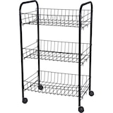 thumbnail of Küchenwagen Kücheninsel Servierwagen mit 3 Körben Schwarz 63x40x26cm