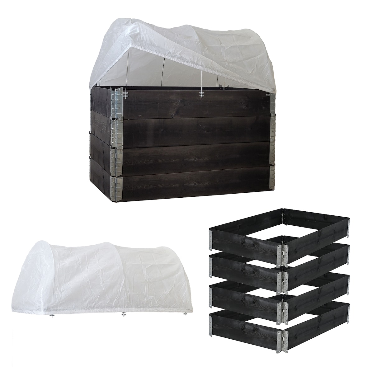 Hochbeet mit Abdeckung 5-teilig Palettenrahmen 120x80x80cm aus Holz stapelbar Garten Balkon