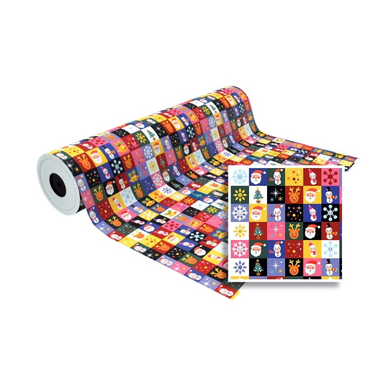 1x Rol Kerstpersonages Cadeaupapier 62cmx90m - Cadeaupapier voor Kerstmis, Kerstcadeaupapier, Gerecycled