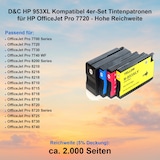 thumbnail of D&C HP 953XL Kompatibel 4er-Set Tintenpatronen für HP OfficeJet Pro 7720 - Hohe Reichweite