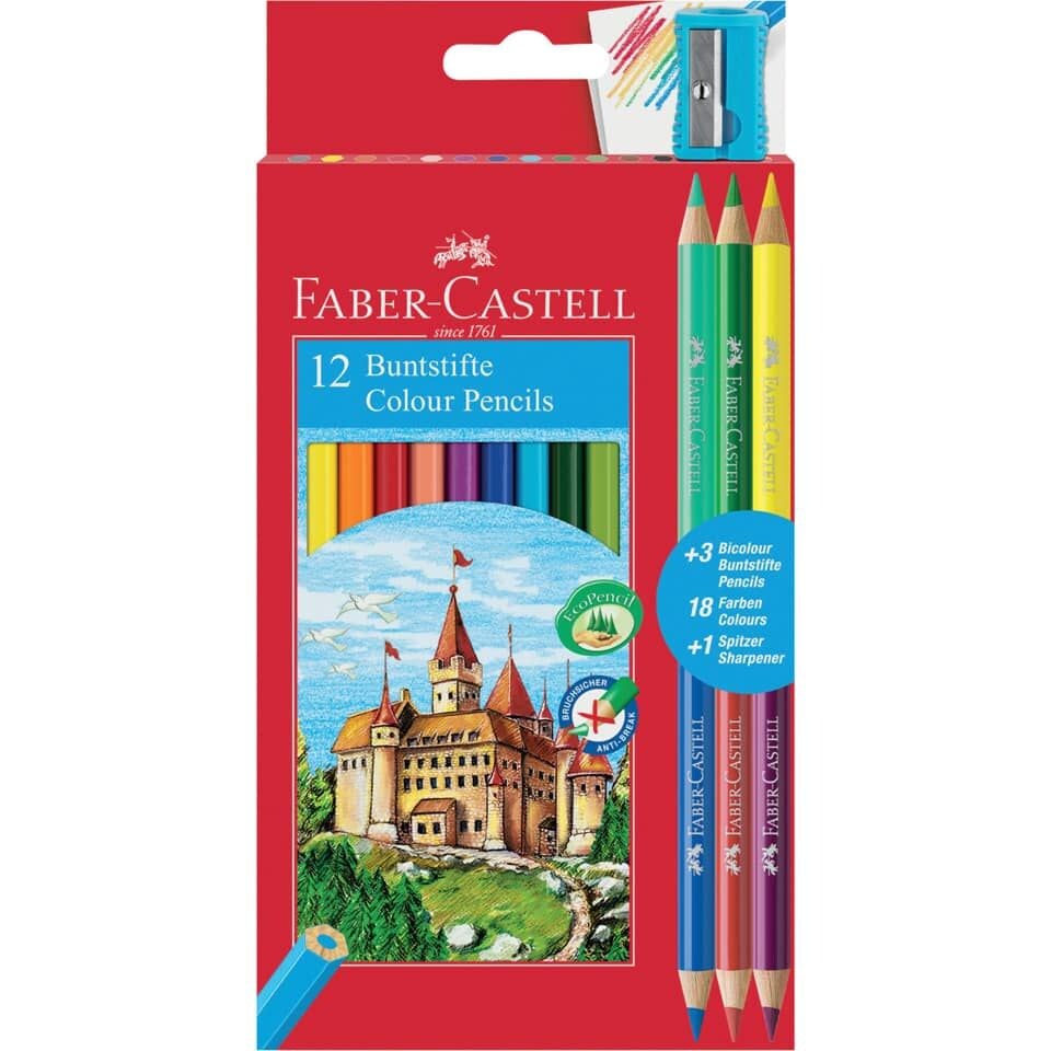 Faber-Castell 110312 Farbstifte ECO + 3 Bicolor sortiert