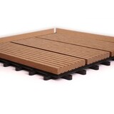 thumbnail of BERLINLODGE WPC Eck-Bodenfliese + Abschluss | BxT 30x30cm Premium | Holzoptik Terrasse | Ecke rechts | Teak linear