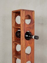 thumbnail of Weinregal MUMBAI Massiv-Holz Sheesham Flaschen-Regal Wandmontage für 5 Flaschen Holzregal modern mit Ablage 70