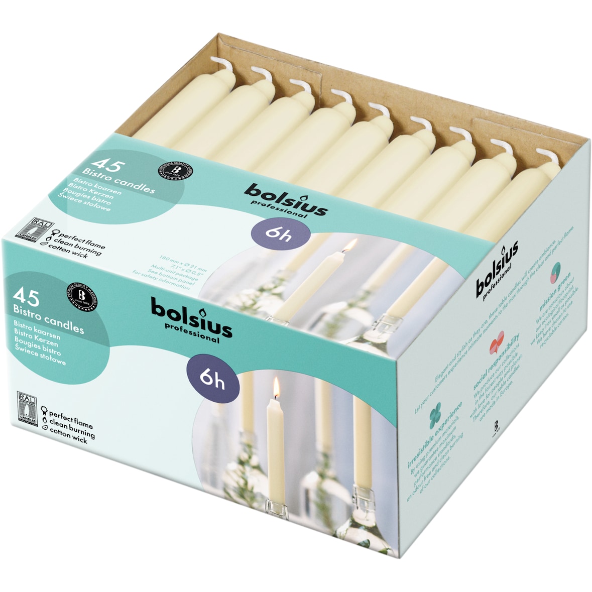 Gastronoble Bolsius Kerzen elfenbeinfarbig 17,7cm