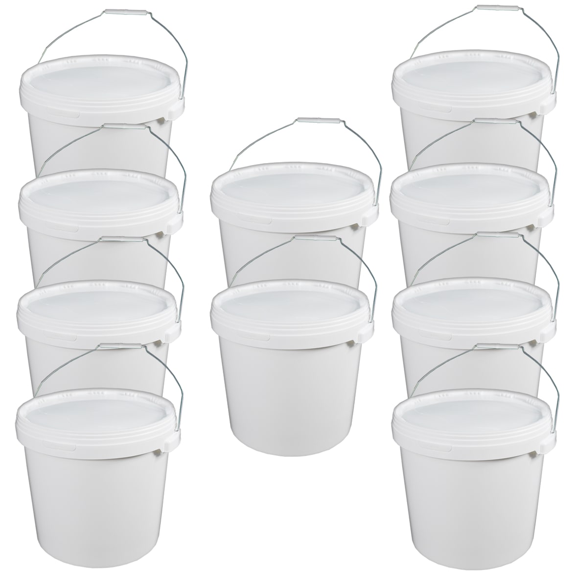 Eimer Deckel lebensmittelecht 20 L Liter leer weiß Henkel Metall Set 10 Stück