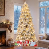 thumbnail of COSTWAY Albero di Natale artificiale da 210 cm con luci e neve, albero di Natale con 160 palline scintillanti, albero di Natale artificiale