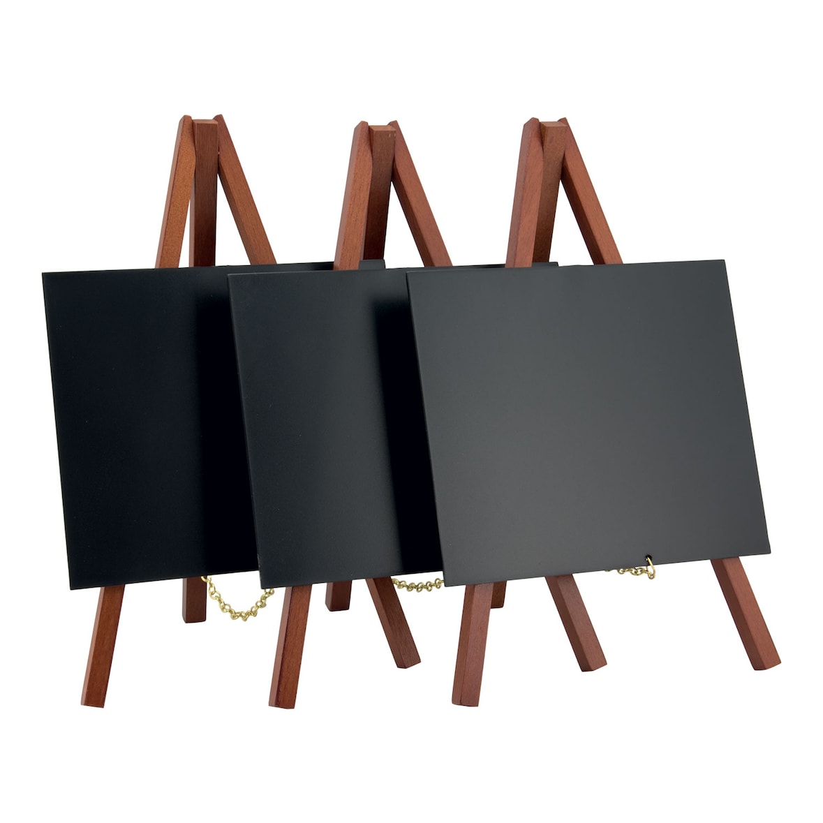 Securit® Mini-chevalet tableau noir en bois finition acajou laqué - lot de 3