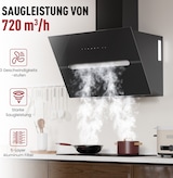 thumbnail of A+++ Kopffreie Dunstabzugshaube 60cm Umluft & Abluft mit 720 m³/h Luftleistung, Abzugshaube mit 2 Aktivkohlefiltern, 1 Fettfilter, 3 Stufen & Booster