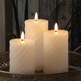 thumbnail of LED Kerze Twist Echtwachs gedrehte Stumpenkerze flackernd H: 17,5cm Timer weiß