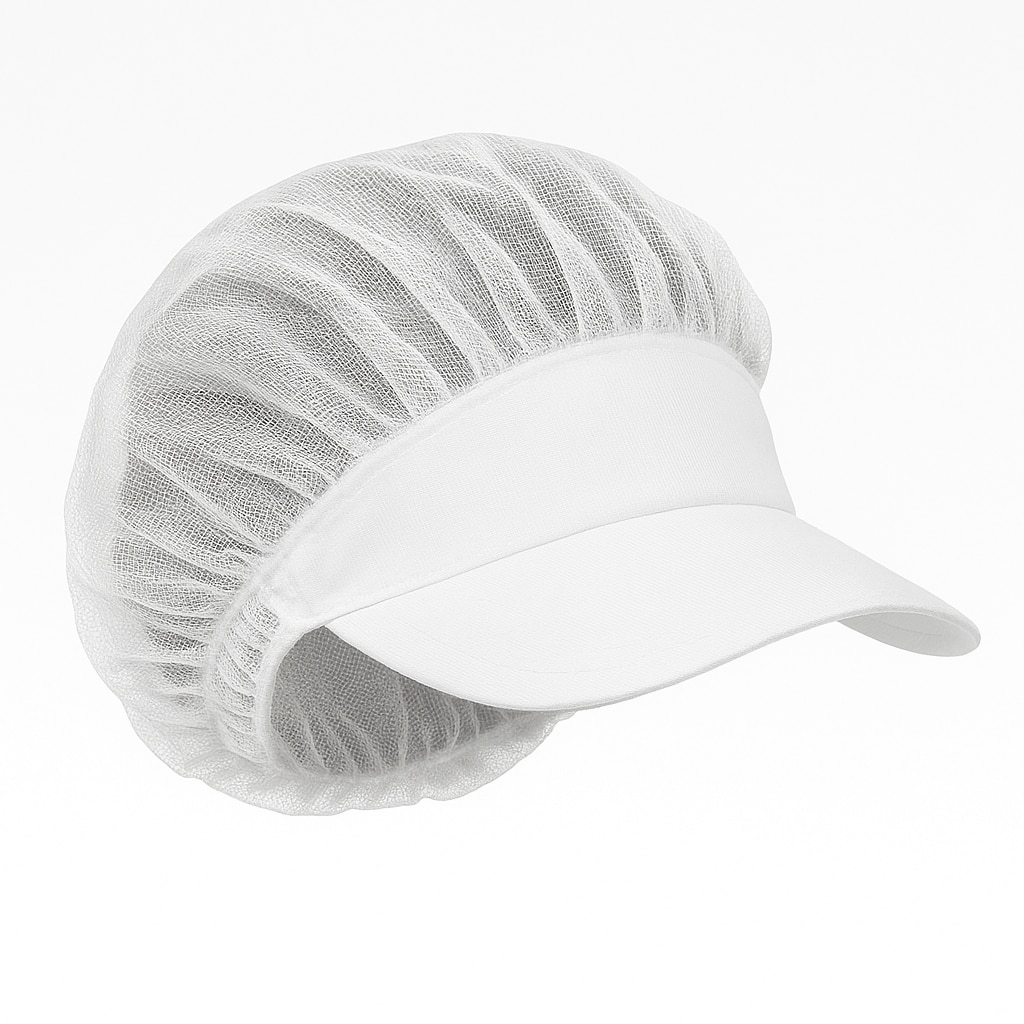 10x Netzhaube mit Schirm aus Polyester waschbar Weiss Ø40 cm Schirmhaube Schirmmütze Kochhut Kochmütze