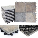 thumbnail of Baldosa HWC-E18, baldosa balcón/terraza piedra natural, 11x c/u 30x30cm = 1m² ~ color granito