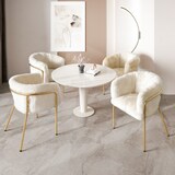 thumbnail of Polsterstuhl Kunstfell Weiß mit Metallbeinen, 4er-Set, 60x50x84 cm, belastbar bis 150 kg
