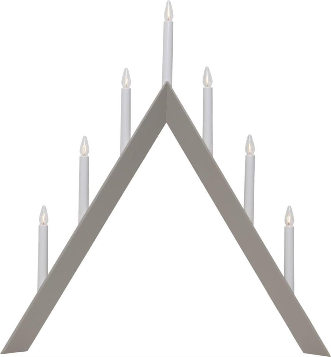 Fensterleuchter ARROW 7 warmweiße Glühlampen H: 64,5cm Holz hellgrau