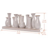thumbnail of Jinfa 1 Set aus 10 kleinen Vasen auf festem Sockel | handgefertigte Blumenvasen Tischdeko | Antik-Weiß