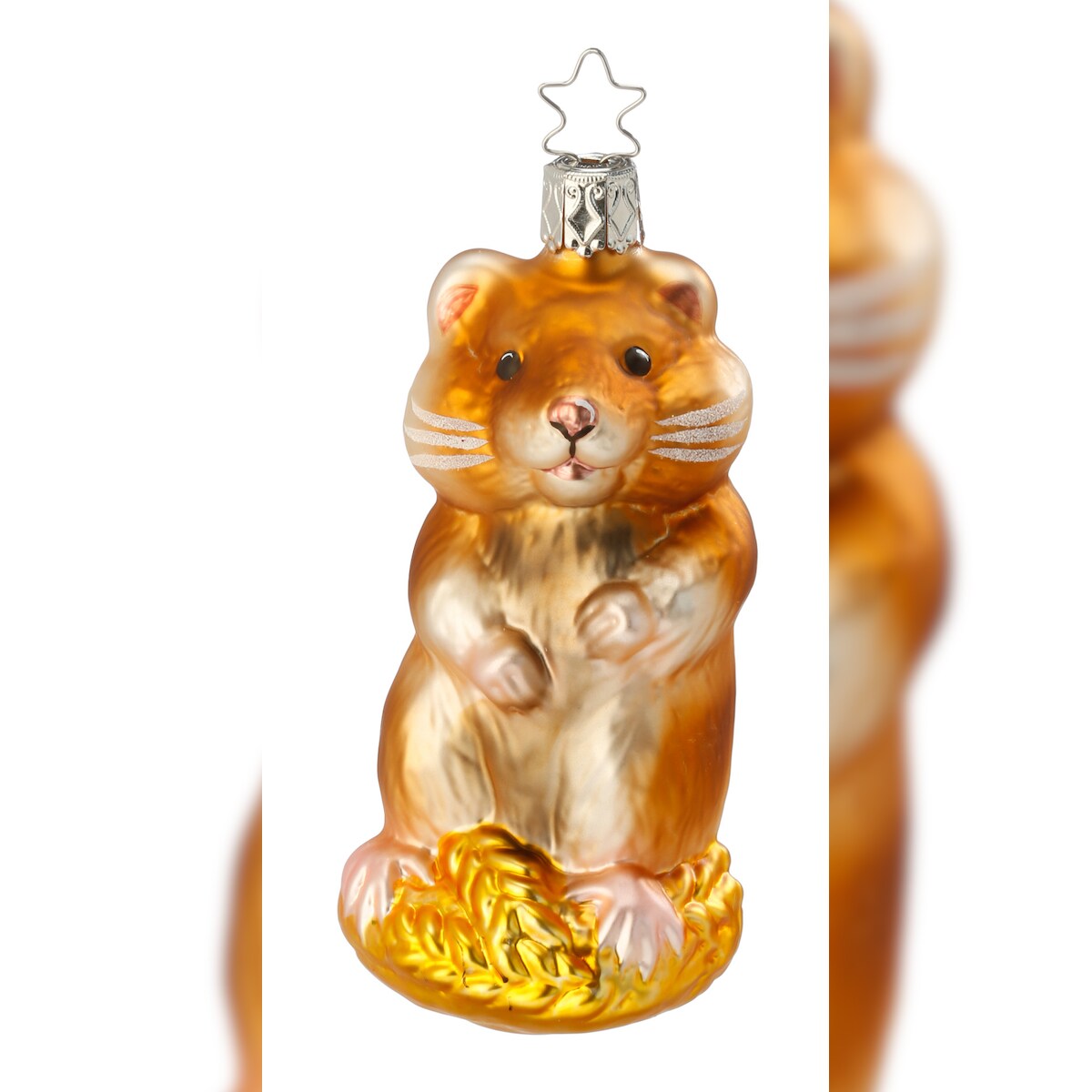 Inges Glas Christbaumschmuck Hamster Glas 11 cm braun