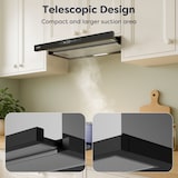 thumbnail of CIARRA Afzuigkap, Uitschuifbare inbouwaftrekkap A+ 580 m³/h Max. 60 cm Geïntegreerd afzuigmondstuk VM6909AB