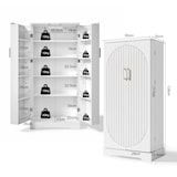 thumbnail of Küchenschrank Weiß 60x35x128 cm mit LED-Sensorleuchte, höhenverstellbaren Einlegeböden und Kippschutz, MDF wasserfest mit Türen und Ablagen