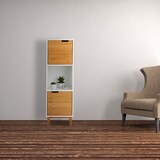 thumbnail of Relaxdays Standregal weiß, Beistellschrank aus MDF und Bambus, Wohnzimmerregal, skandinavisch, HBT 71x32x30 cm, white