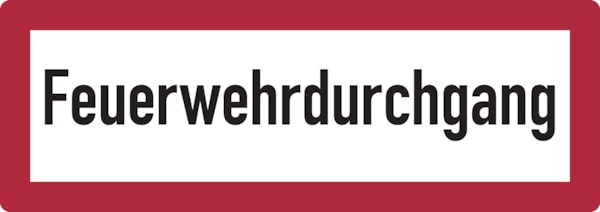 Feuerwehrschild, Feuerwehrdurchgang - DIN 4066 - 594x210x2 mm Aluminium 2 mm