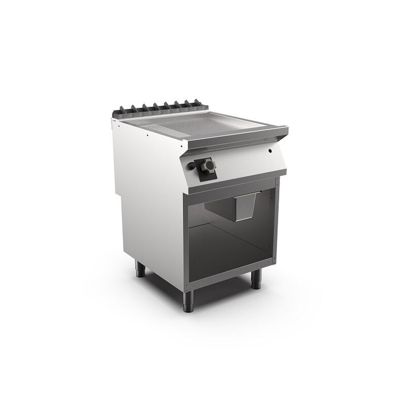 Mareno M1-900 Gasgrillplatte mit 2/3 glatter und 1/3 gerippter mattverchromter Platte, 60cm