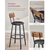 thumbnail of Helloshop26 - Banquetas altas conjunto de 2 com assento acolchoado 39 x 39 x 100 cm apoio para os pés fácil montagem estilo 12_0004970