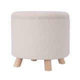 thumbnail of WellHome - Sgabello contenitore 100% poliestere Ø40x37cm bianco con gambe in legno
