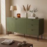 thumbnail of Buffet 2 portes et 3 tiroirs décor mélaminé 150 cm vert olive