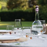 thumbnail of Saffraan Bilia-fles in roze borosilicaatglas, verfijnd en elegant ontwerp voor op tafel, volledig handgemaakt, uniek exemplaar.