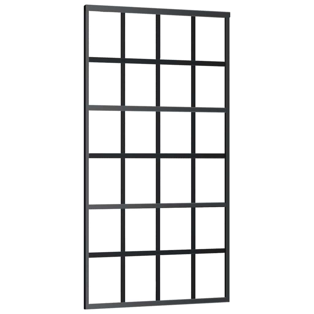 vidaXL Schiebetür ESG-Glas und Aluminium 102x205 cm Schwarz