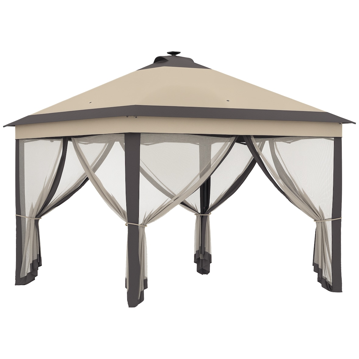 Carpa Plegable con Luces LED 3,3x3,3 m Cenador de Jardín con Control Remoto 4 Paredes Laterales de Malla Altura Ajustable y Bolsa de Transporte