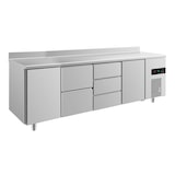 thumbnail of Gastro Kühltisch 2 Türen links&rechts 2/3 Schubladen mittig Umluftkühlung Aufkantung, 2330x700x850mm -2/+8°C 632l