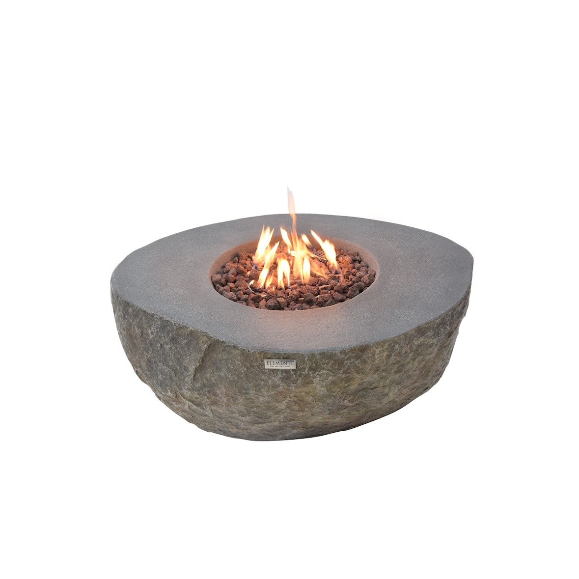 ELEMENTI Feuertisch Boulder Feuerstelle aus Beton - Komplett-Set, wetterbeständig, Steinoptik 110x89x41cm