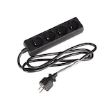 thumbnail of Bloc multiprise, 4 prises avec terre française (type E), 1.5 m, 3G1.5, avec gaine rétractile pour étiquetage, usage intérieur, noir