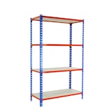 thumbnail of Maderclick schraubenloses Metallregal 4 Böden. Farbe blau/orange/holz 1500x1200x400 mm