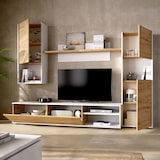 thumbnail of Dmora Parete attrezzata Foraker, Set da soggiorno porta TV, Mobile salotto multiuso, 220x41h180 cm, Rovere Nodi e Bianco