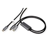 thumbnail of ROLINE USB Typ C Split-Ladekabel, C - 2x C, ST/ST, max. 100W, schwarz, 1,85 m