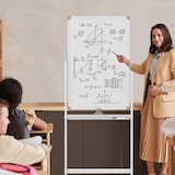 thumbnail of Lavagna bianca mobile bifacciale COSTWAY, 60 x 100 cm, lavagna magnetica regolabile in altezza con ruote