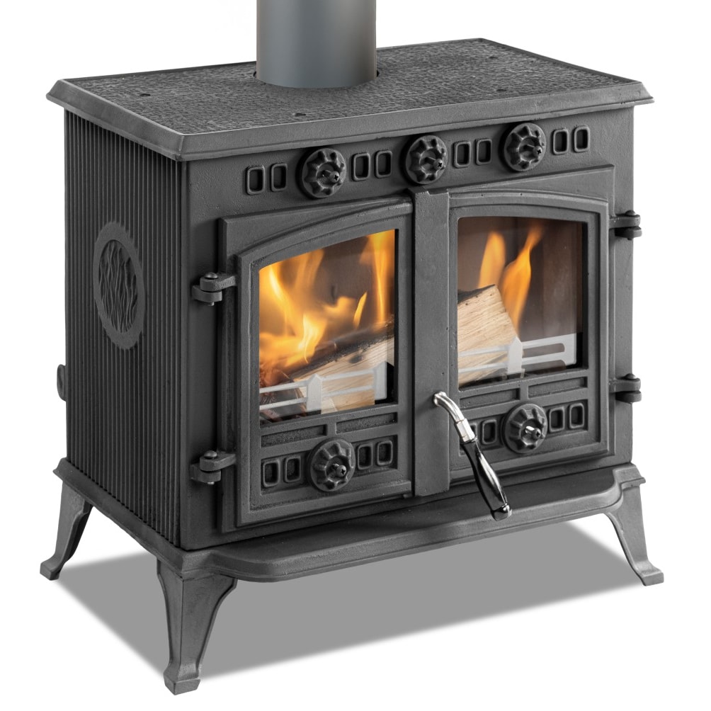 EEK A - Gusskaminofen mit Flügeltüren Modell JA006, Holz&Kohle - 9,8kW