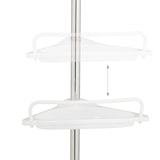 thumbnail of Relaxdays Duschregal Teleskop, H: 99–311 cm, ohne Bohren, zum Klemmen, für Ecke, 4 Duschablagen, Handtuchstange, weiß
