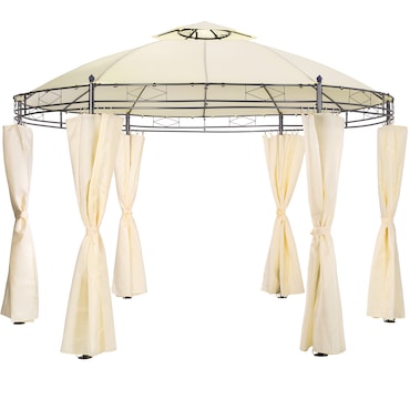 tectake Pavilhão de jardim de luxo 3,5m SIANA Ø 350 x 280 cm Creme