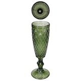 thumbnail of 6x Diamond Sektgläser 150ml grün Glas Relief Sekt-Flöte Prosecco Champagner