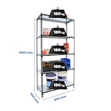 thumbnail of SimonRack Estante metálica, 1800x900x500 mm, 5 níveis, prateleira metálica, 180 kg no ponto de flexão, Antrazit/Galvanizado - Simonclick