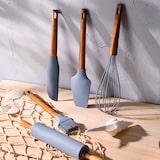 thumbnail of BERGNER - Set aus 3 Pfannen Ø16/20/24cm aus gepresstem Aluminium in matt-blau mit Set 5 Küchenutensilien aus Silikon und Holz